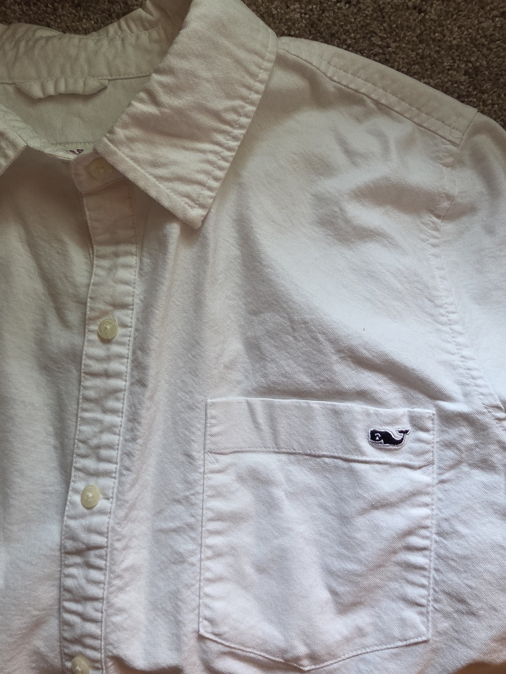 Vineyard Vines Women's White Button-Down Oxford Shirt with Whale Logo